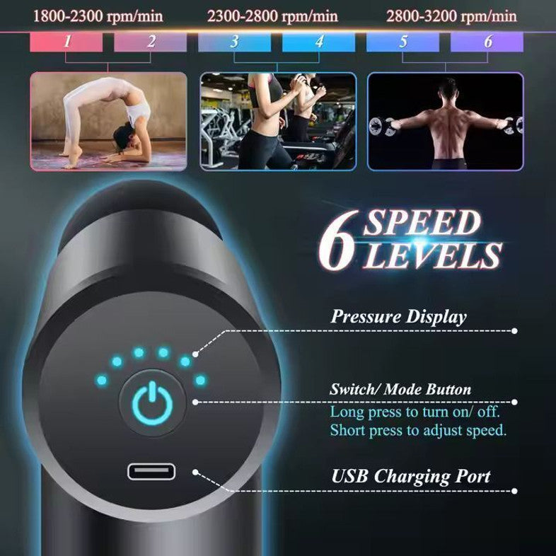 Portable Massage Gun – 4 Heads